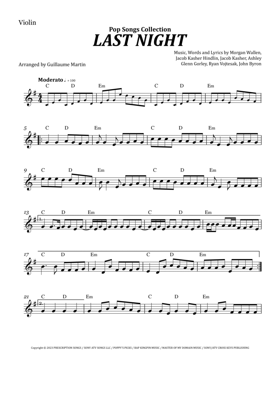 Last Night Last Night Violin Solo scores gallery preview page 1