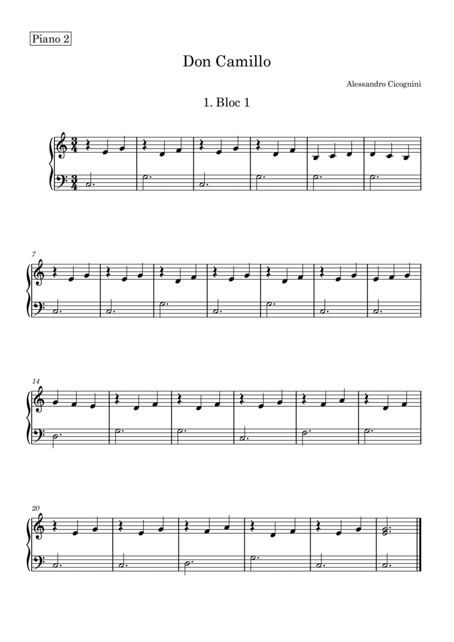 Don Camillo Easy Piano scores gallery preview page 1