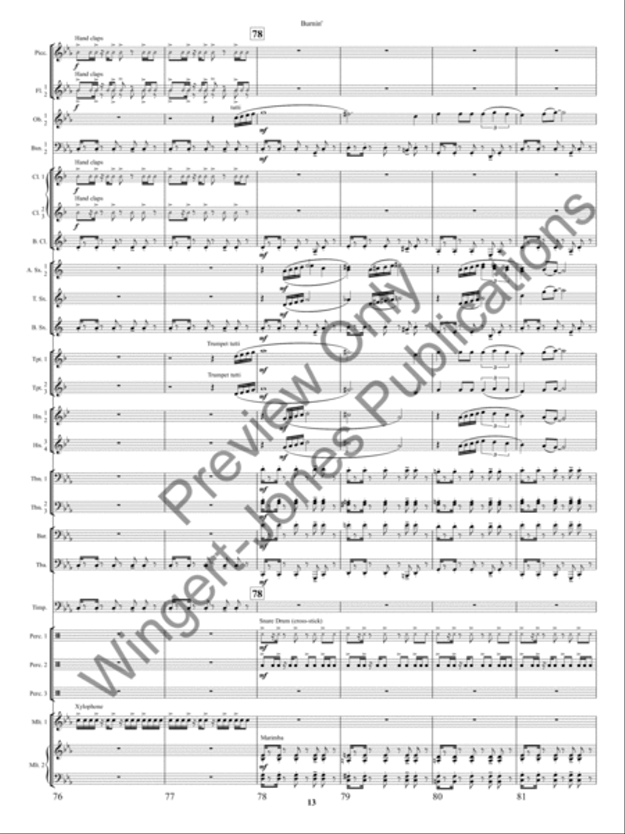 Burnin'! Burnin'! Concert Band scores gallery preview page 16