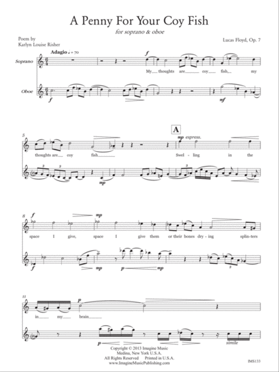A Penny for Your Coyfish Soprano Voice scores gallery preview page 1
