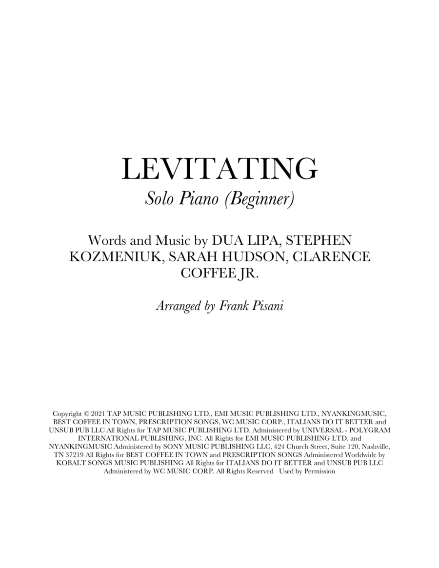 Levitating Easy Piano scores gallery preview page 1