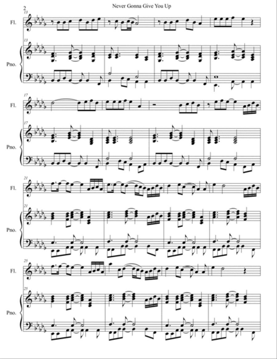 Never Gonna Give You Up Flute Solo scores gallery preview page 3