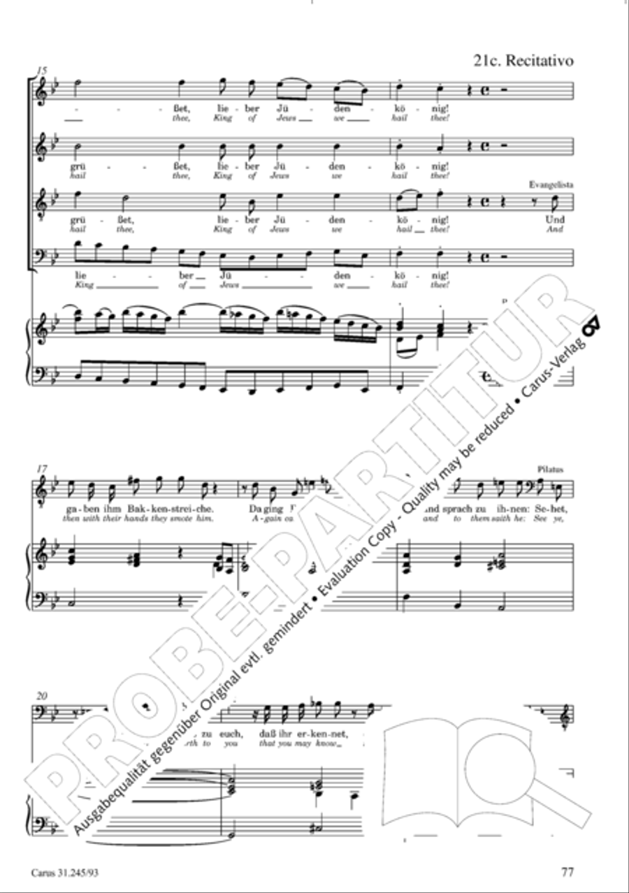 St. John Passion (Johannes-Passion) 4-Part scores gallery preview page 78