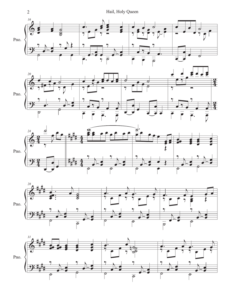 Hail, Holy Queen Enthroned Above (Piano solo) Piano Solo scores gallery preview page 2