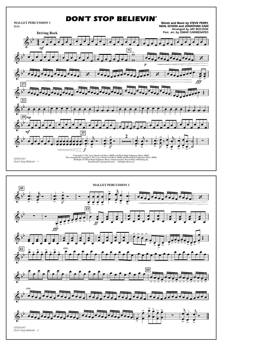 Don't Stop Believin' - Mallet Percussion 1