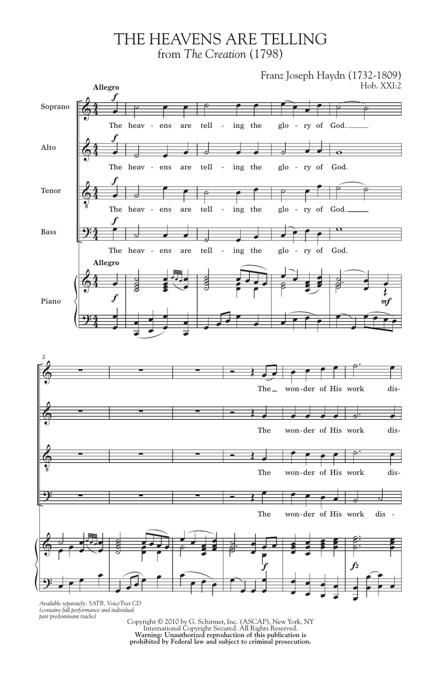 The Heavens Are Telling The Heavens Are Telling 4-Part scores gallery preview page 1