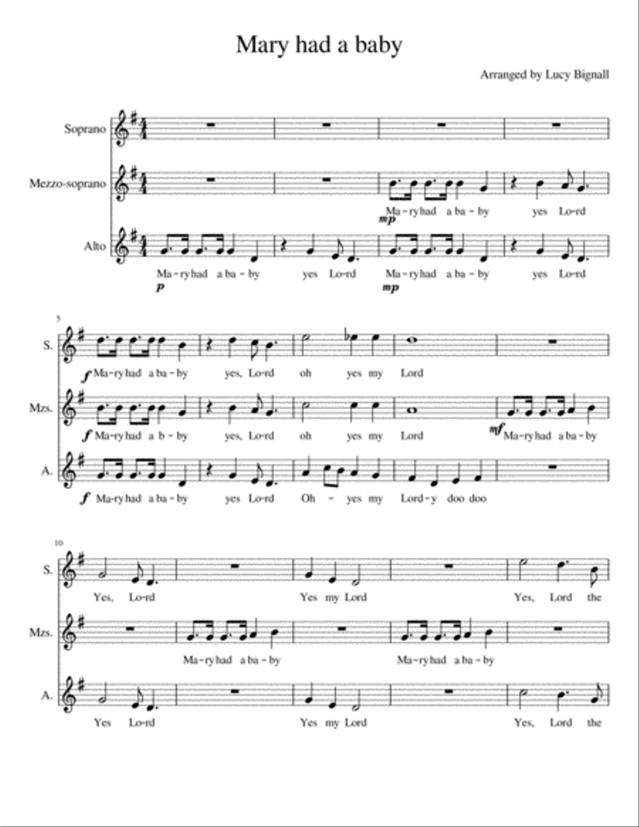 Mary had a Baby SSA scores gallery preview page 1