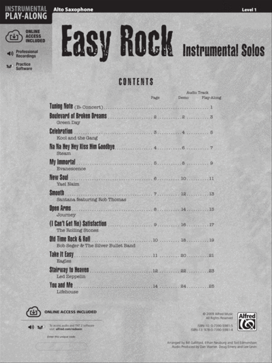 Easy Rock Instrumental Solos, Level 1 Alto Saxophone scores gallery preview page 2