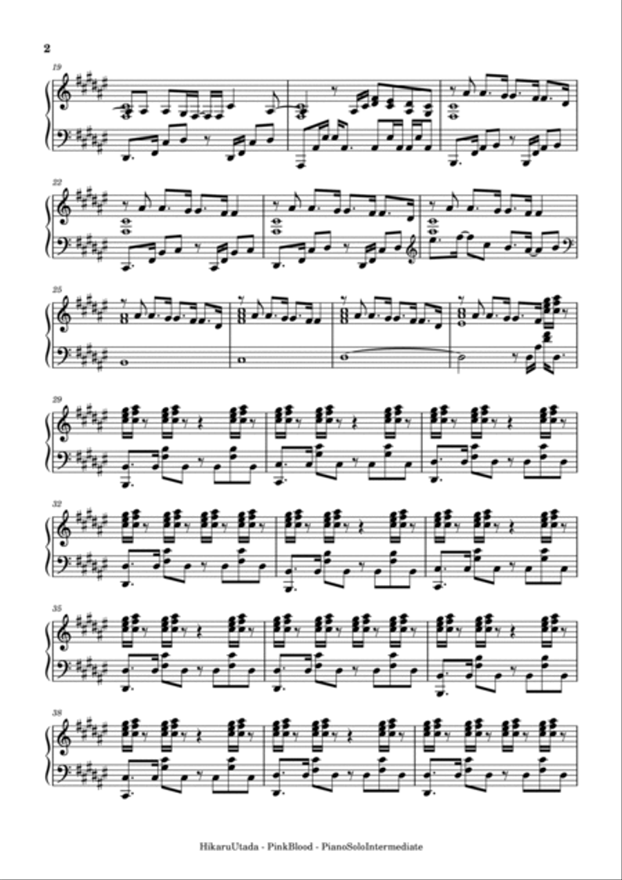 Pink Blood Piano, Vocal, Guitar scores gallery preview page 2