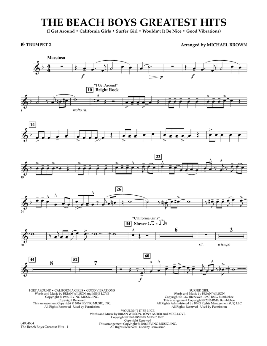 The Beach Boys Greatest Hits - Bb Trumpet 2 Concert Band scores gallery preview page 1