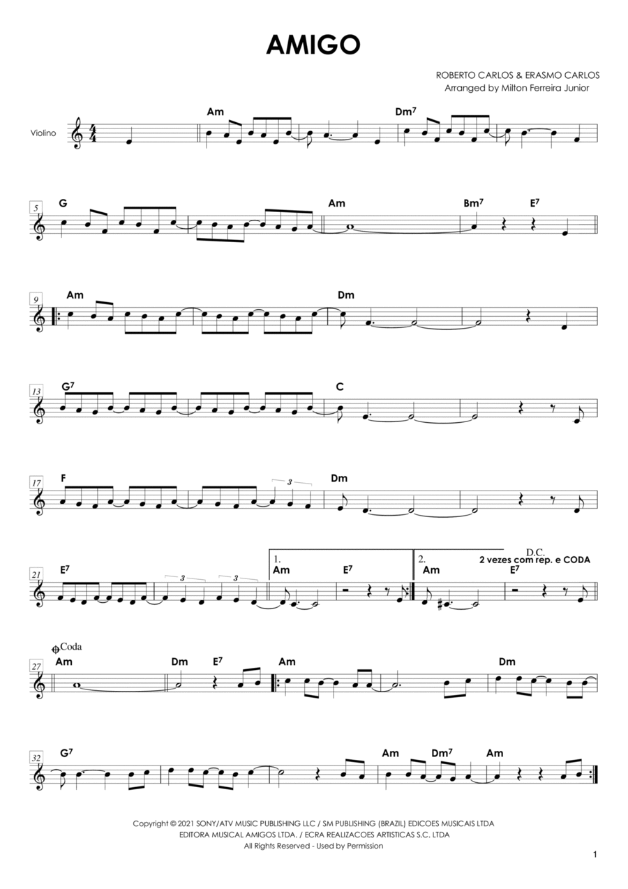 Amigo Amigo Violin Solo scores gallery preview page 1