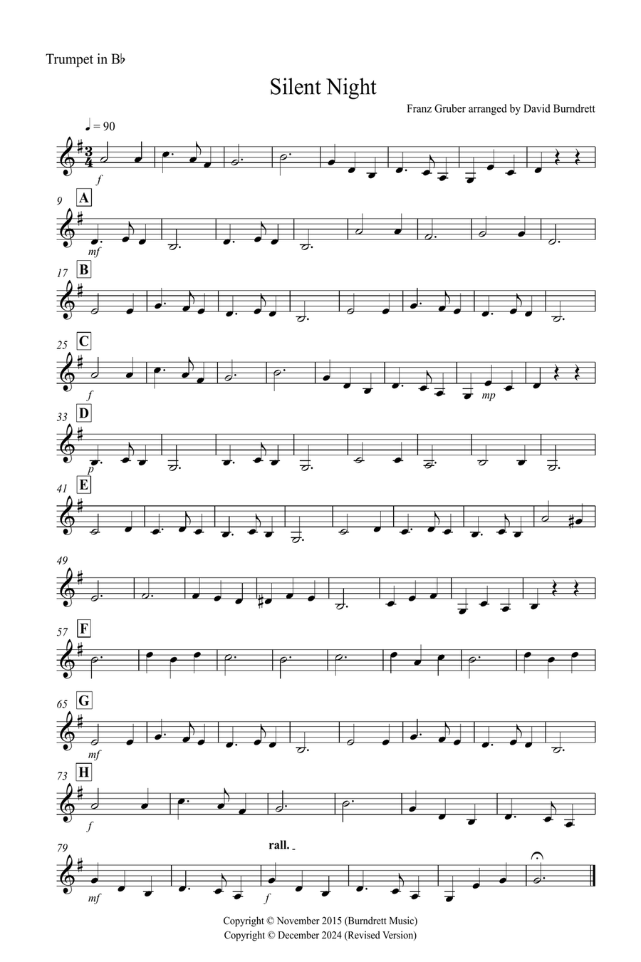 Silent Night for Trumpet, Horn and Trombone Trio Small Ensemble scores gallery preview page 3