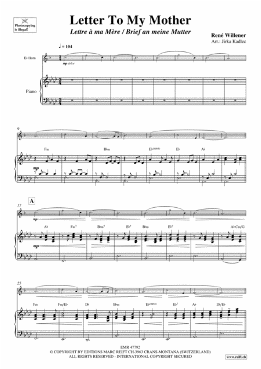 Letter To My Mother Horn scores gallery preview page 5