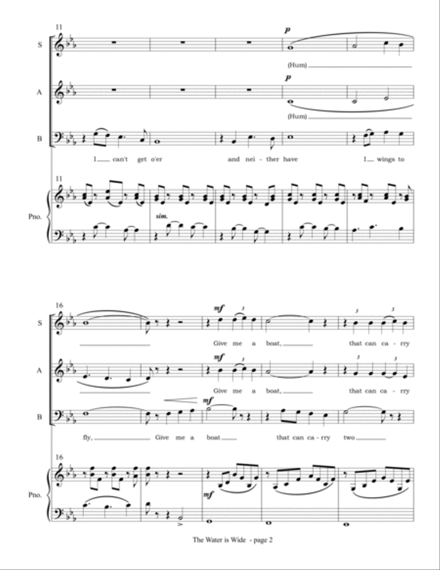 The Water is Wide (SAB choir and piano) 3-Part scores gallery preview page 4