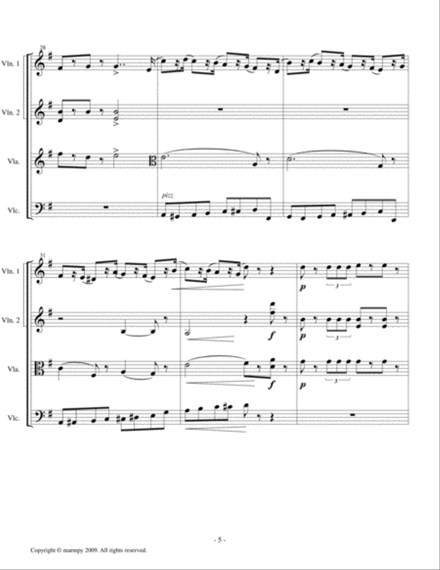 March from the Nutcracker by Tchaikovsky (arranged for String Quartet) String Quartet scores gallery preview page 5