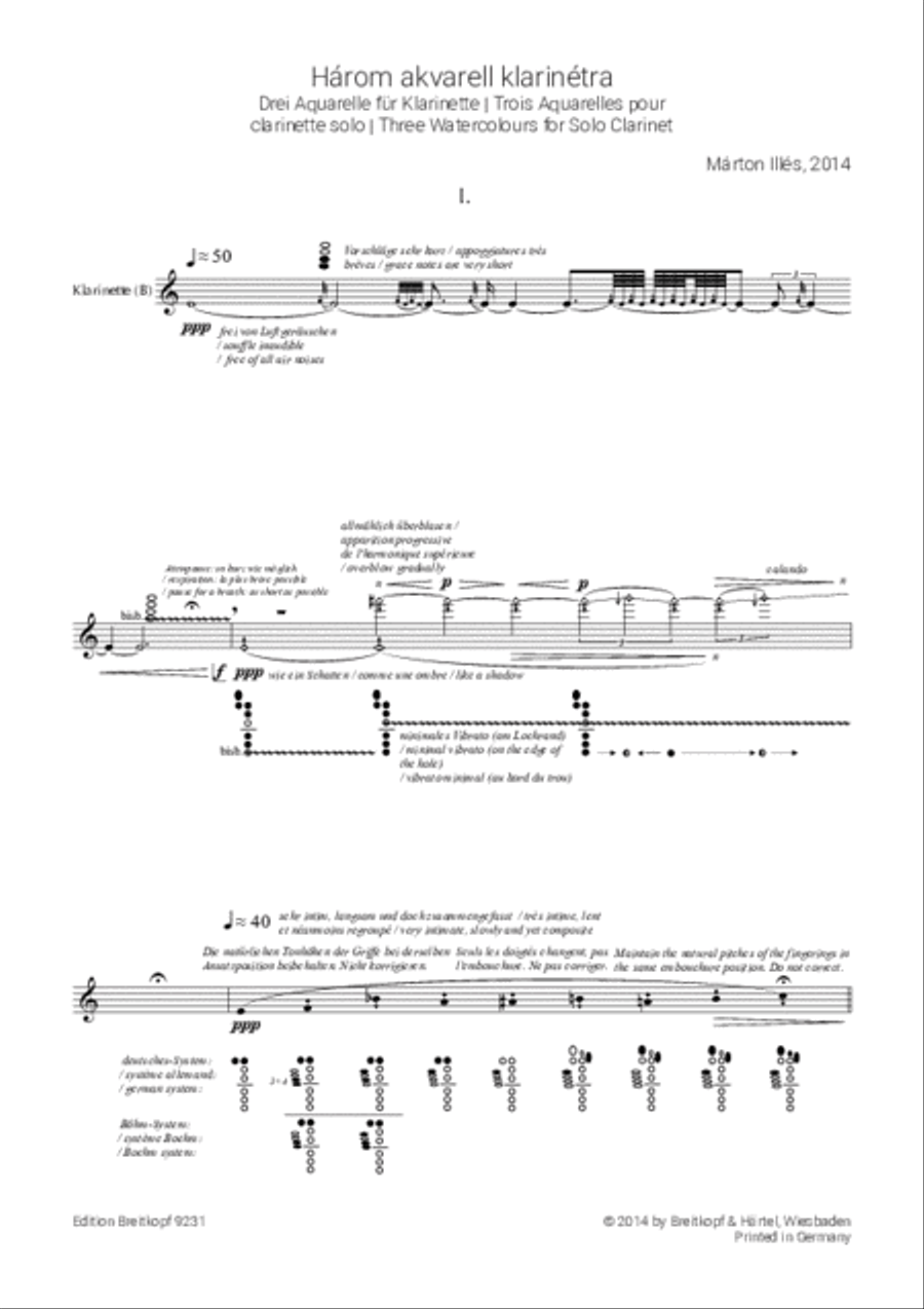 Három akvarell klarinétra Clarinet Solo scores gallery preview page 2