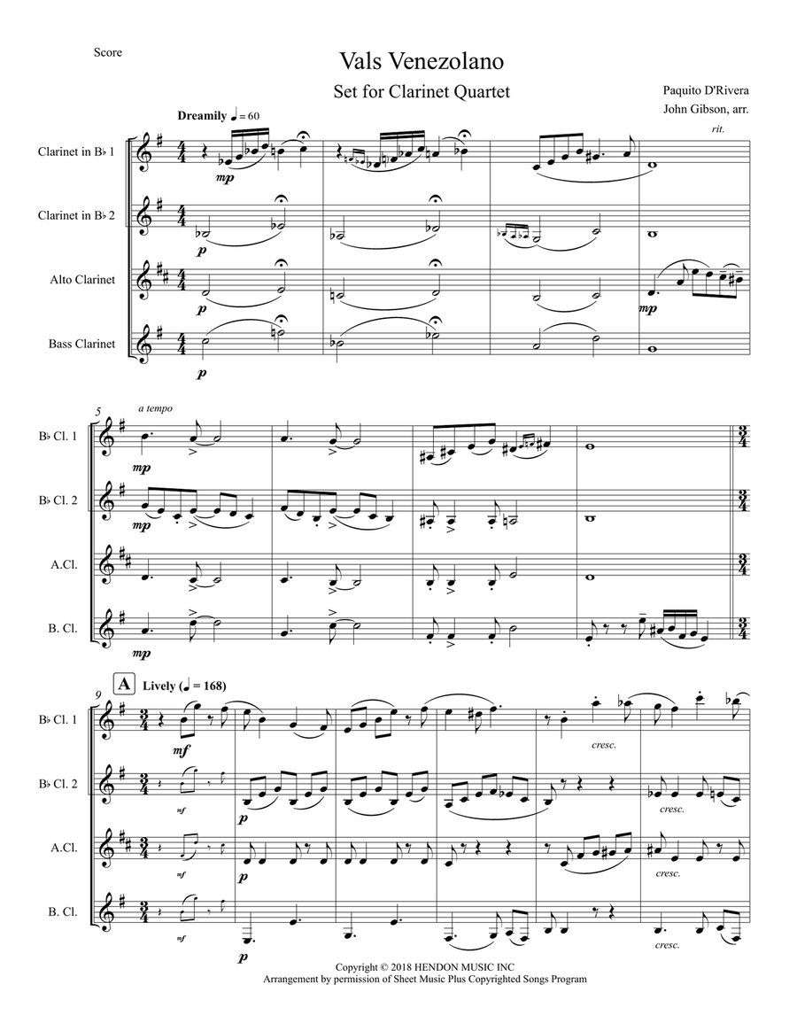Vals Venezolano Woodwind Quartet scores gallery preview page 2
