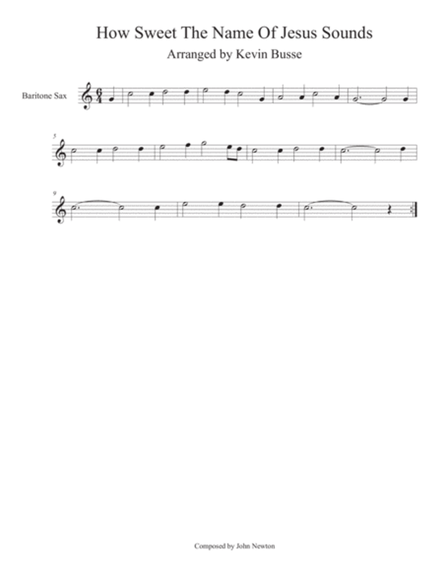 How Sweet The Name Of Jesus Sounds (Easy key of C) - Bari Sax image number null