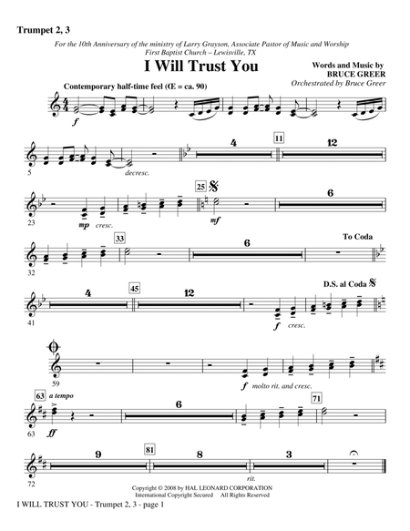 I Will Trust You - Bb Trumpet 2,3