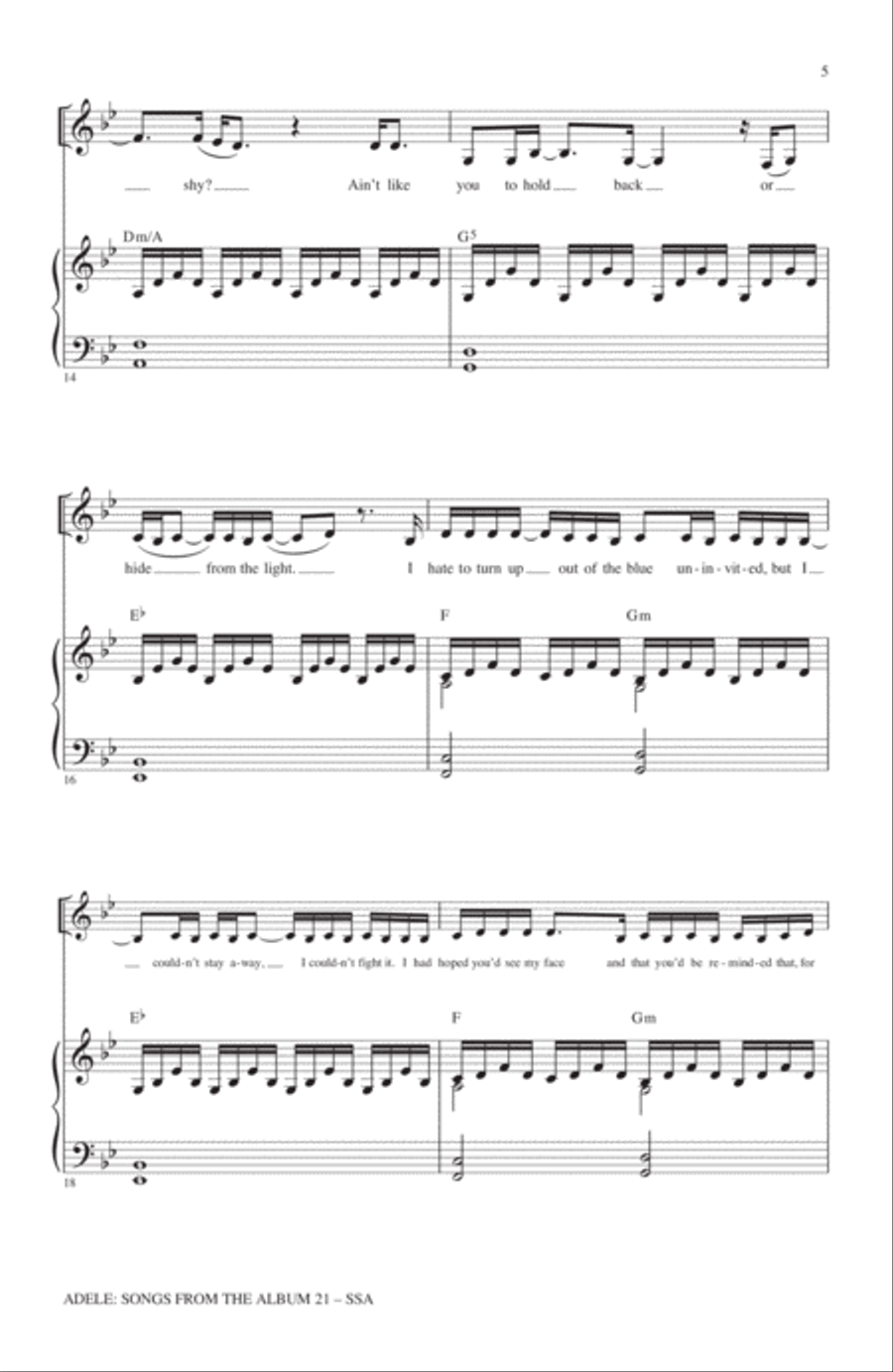 Adele: Songs From The Album 21 (Medley) SSA scores gallery preview page 3