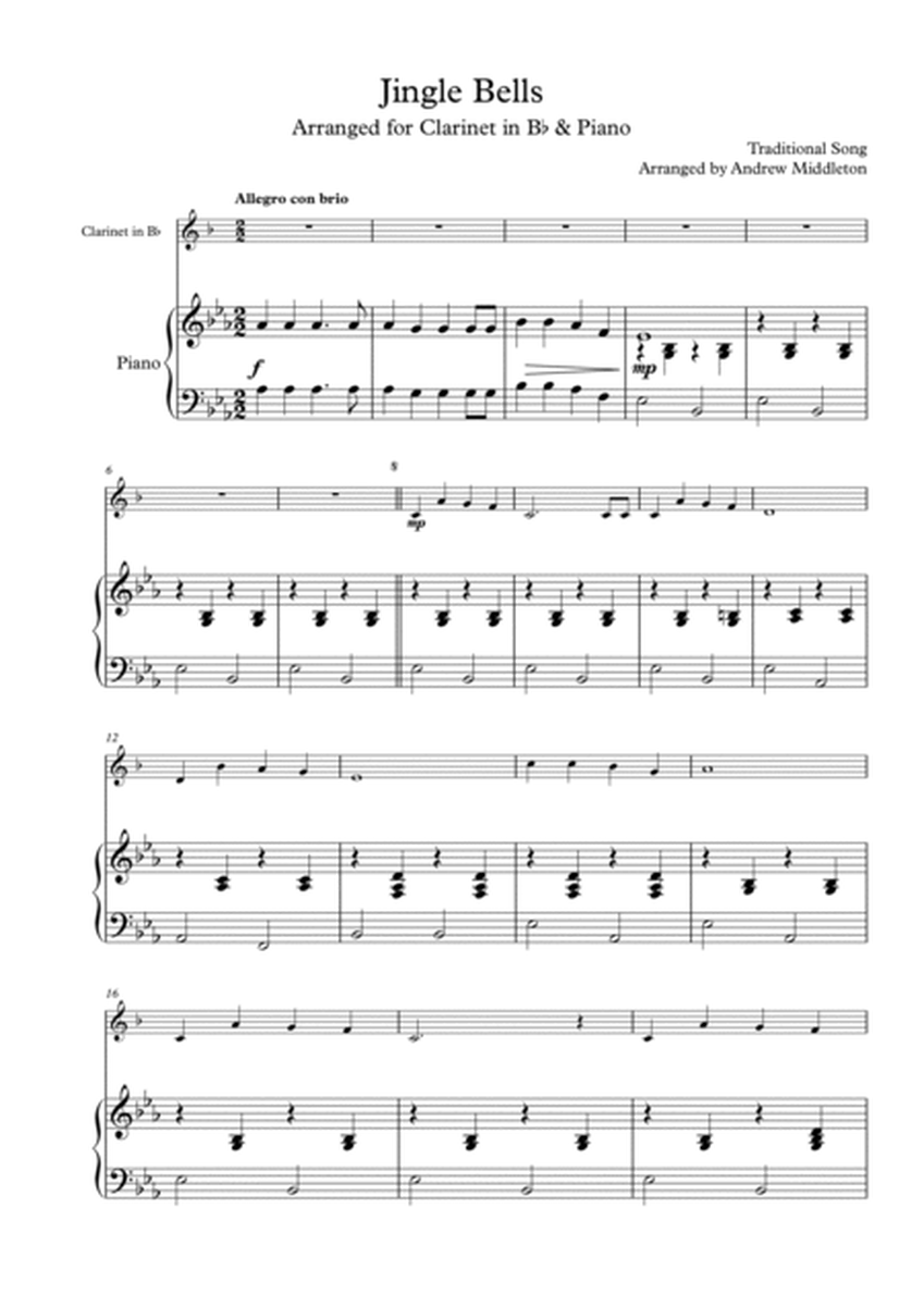 Jingle Bells arranged for Clarinet & Piano