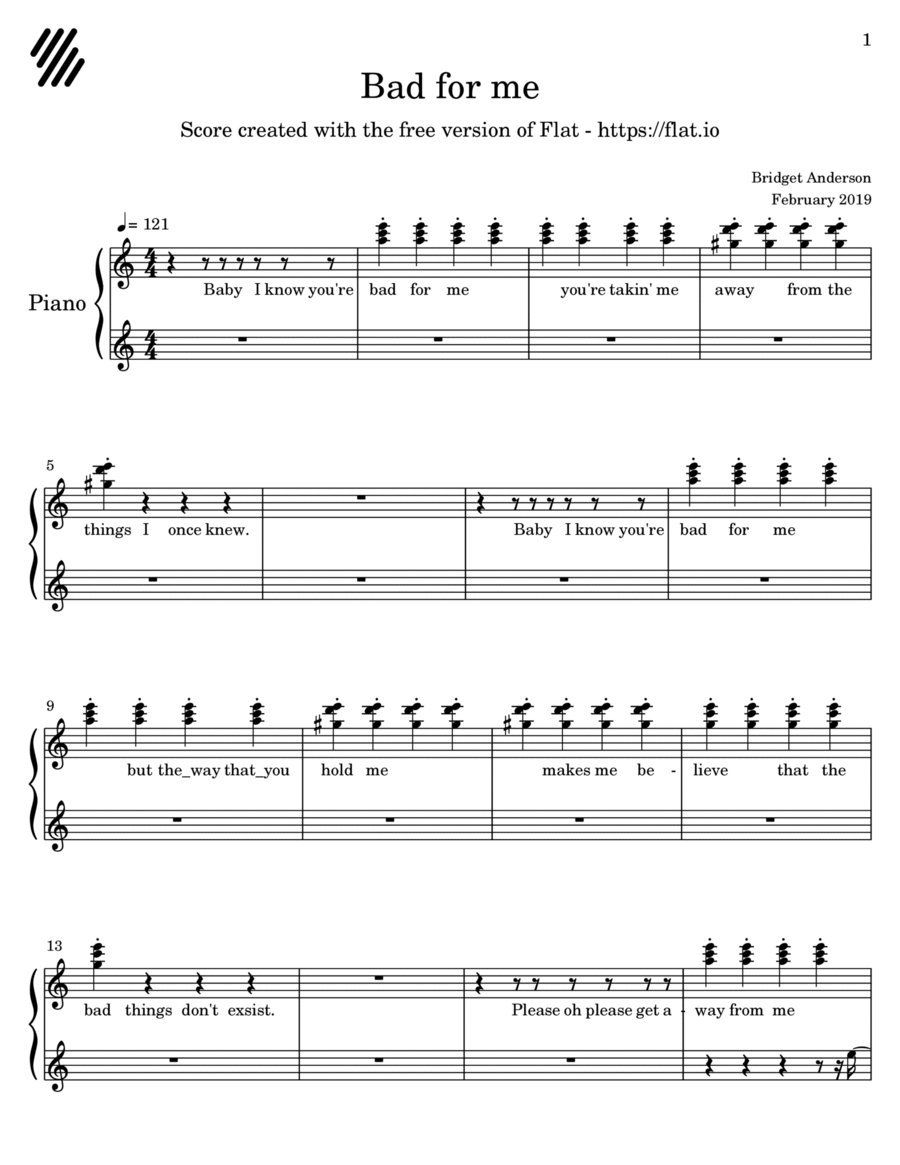 Bad for me Voice scores gallery preview page 1