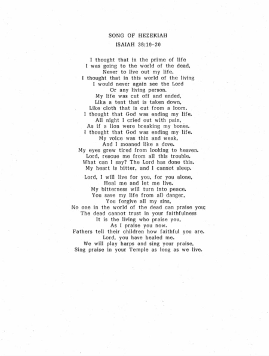Song of Hezekiah - Isaiah 38:10-20 4-Part scores gallery preview page 3