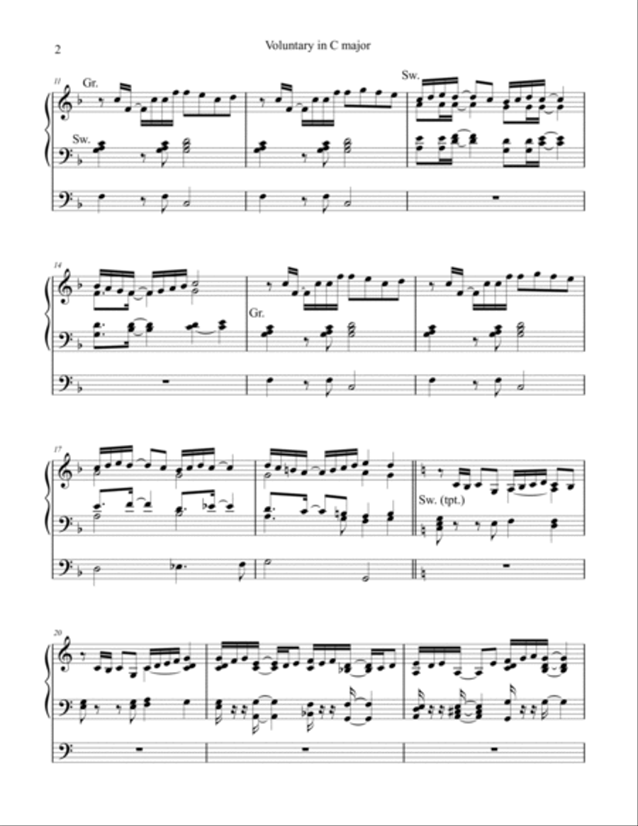 Voluntary in C major, organ work by Phil Lehenbauer Organ Solo scores gallery preview page 3