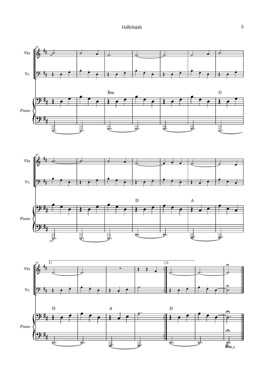 Hallelujah Piano Trio scores gallery preview page 3