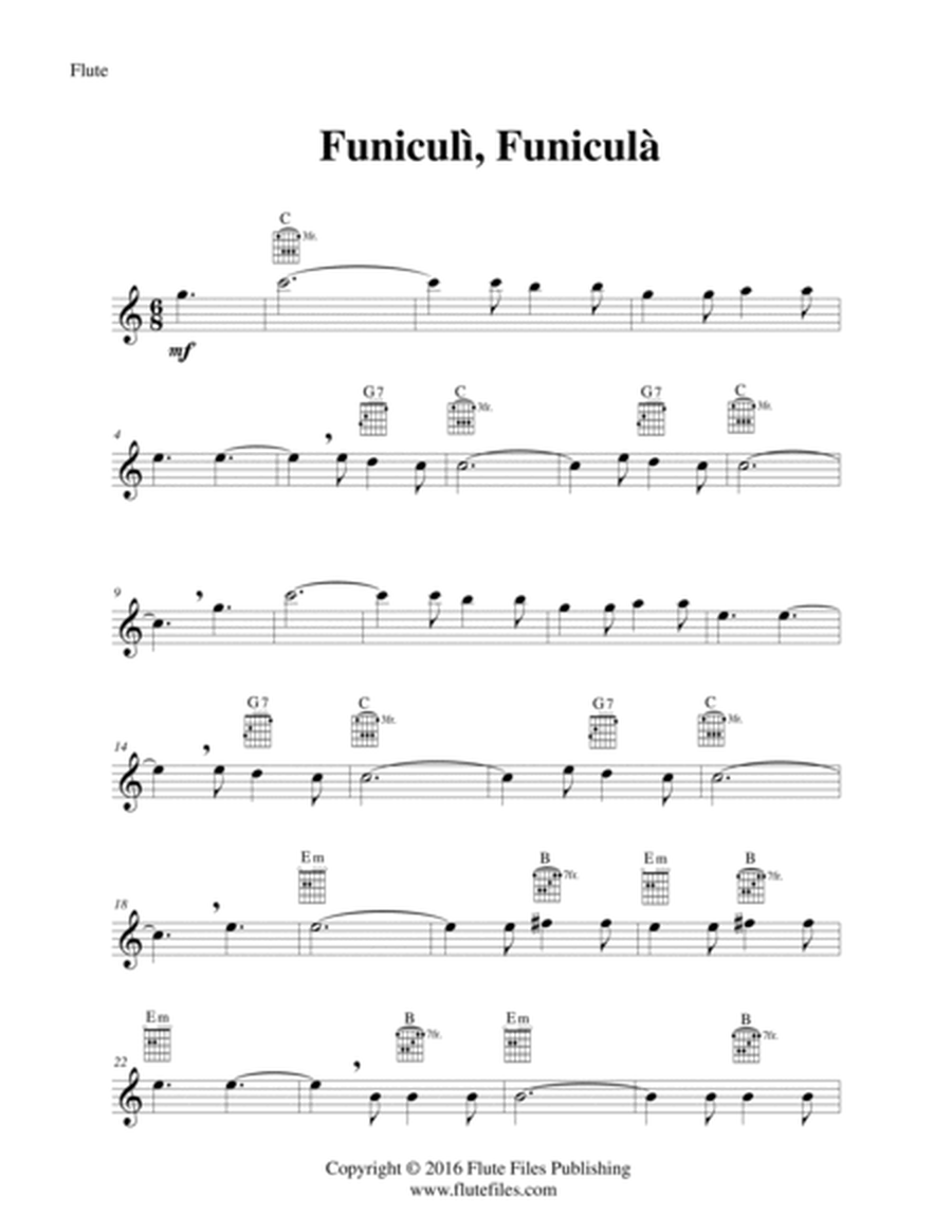Funiculì, Funiculà - Flute Solo with Guitar Chords image number null