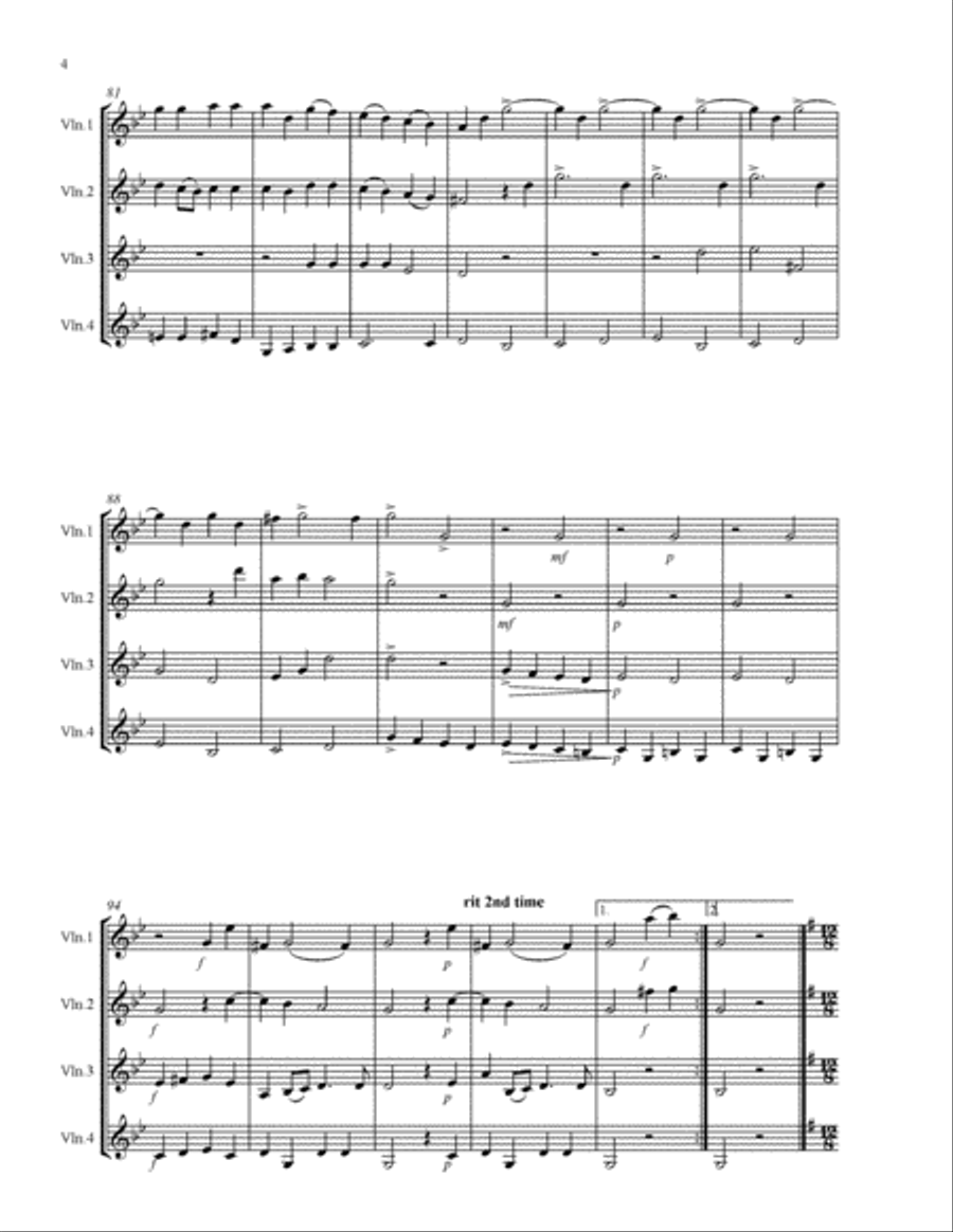 Corelli Christmas Concerto for 4 violins with score & parts Violin Solo scores gallery preview page 4