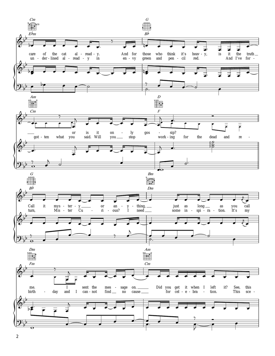 Mr. Curiosity Piano, Vocal, Guitar scores gallery preview page 2