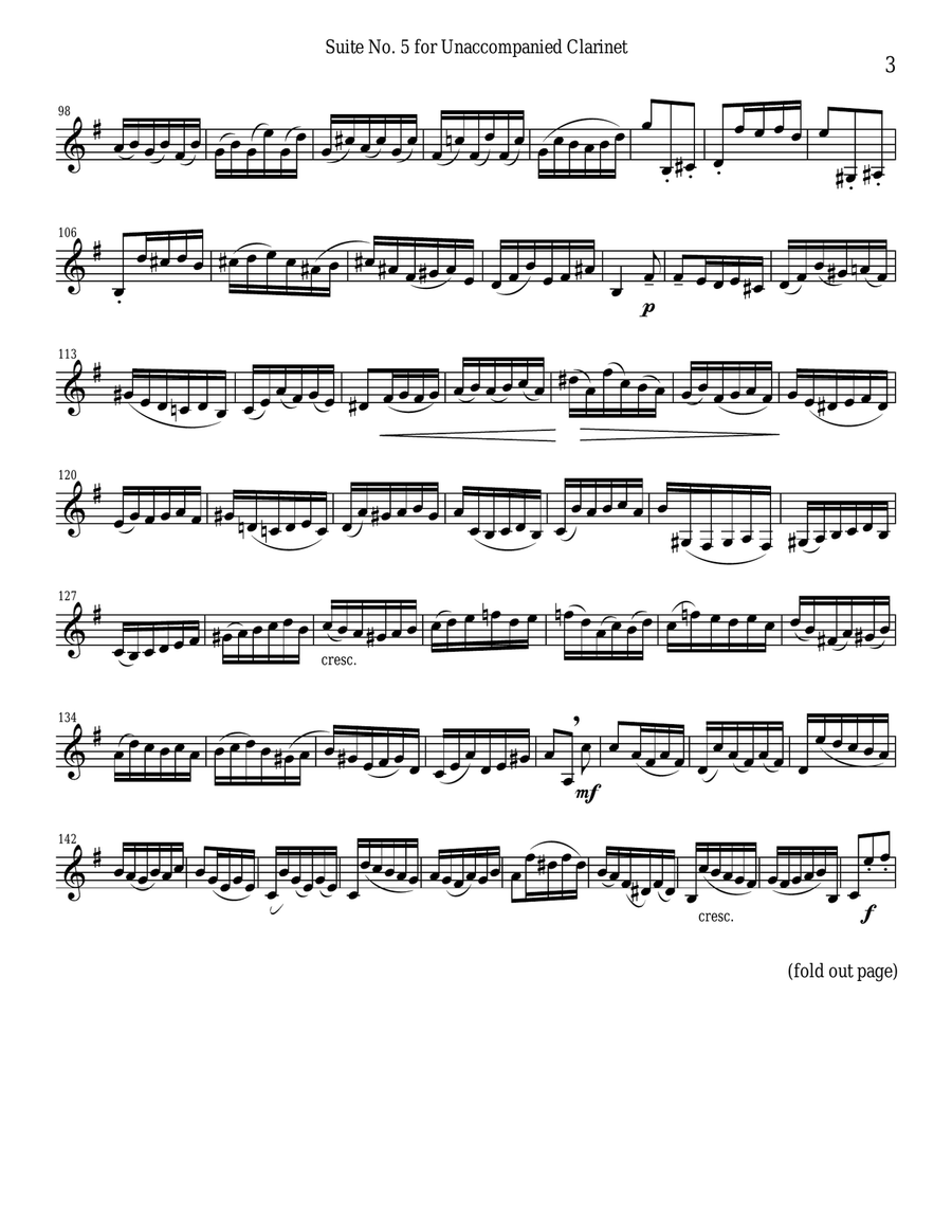 Bach Suite #5 set for Unaccompanied Clarinet Clarinet Solo scores gallery preview page 3