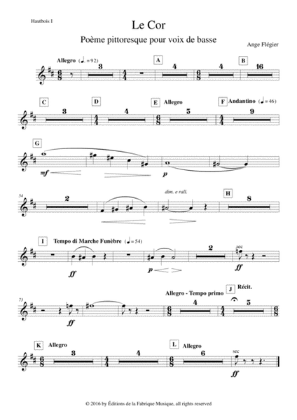 Ange Flégier: Le Cor for bass voice and orchestra, Oboe 1 part