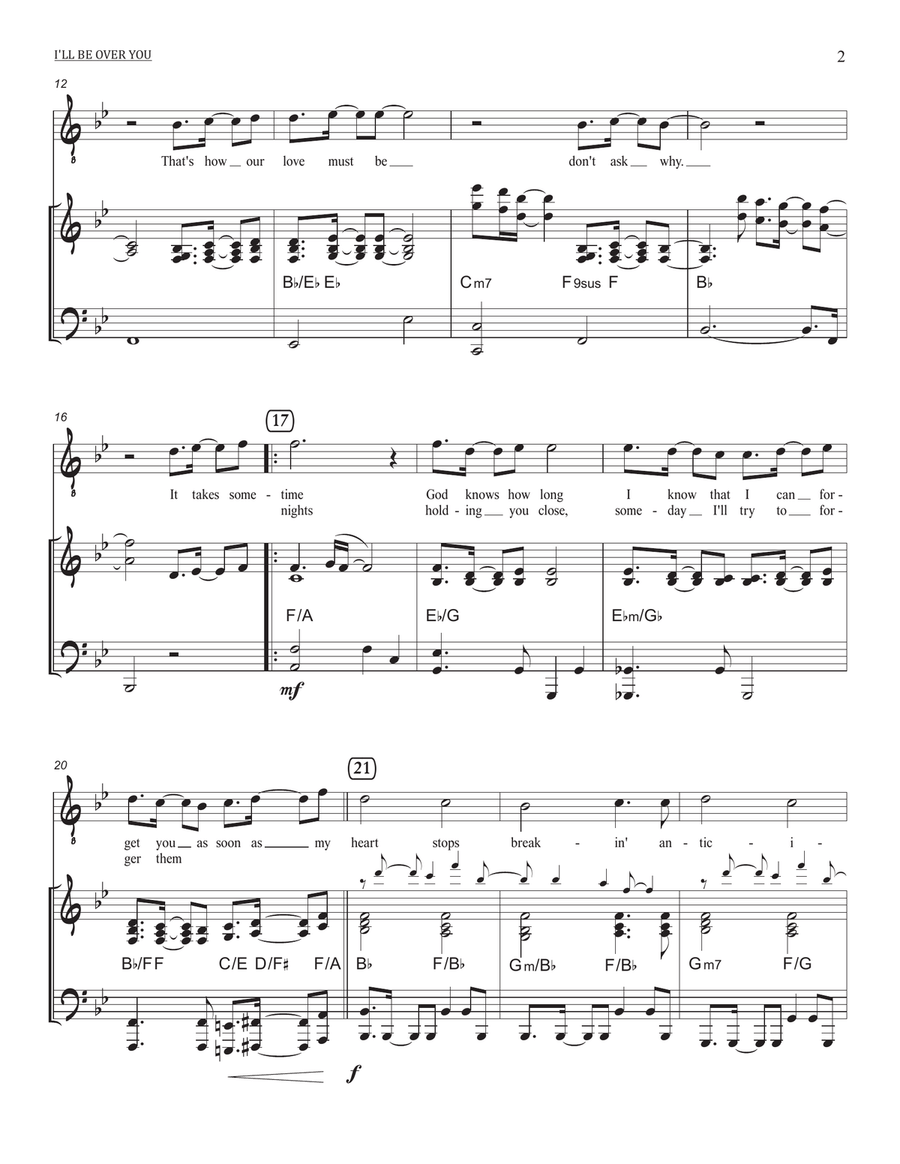 I'll Be Over You Piano, Vocal scores gallery preview page 2