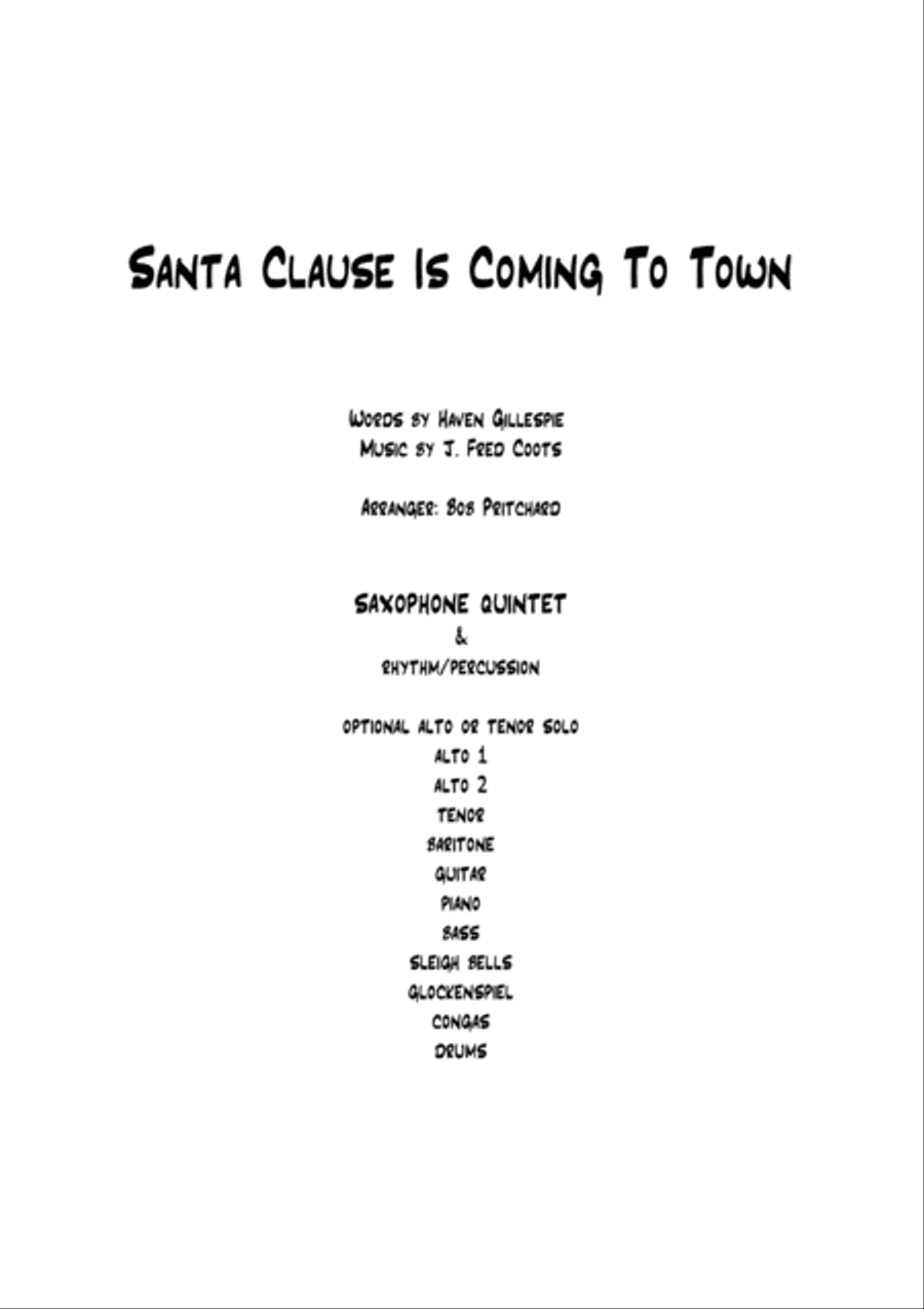 Santa Claus Is Comin' To Town Woodwind Quintet scores gallery preview page 1