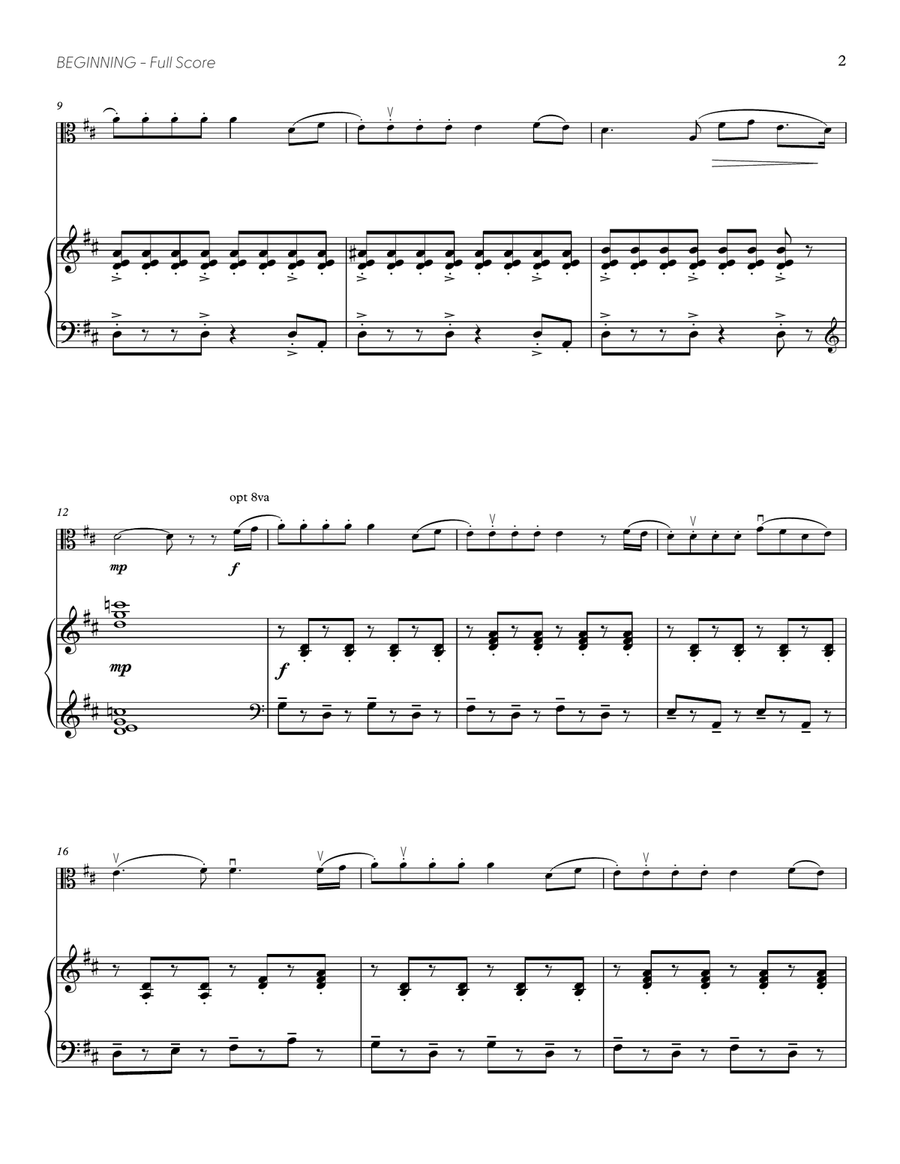 Beginning (from DELTARUNE) (for Solo Viola with Piano Accompaniment) Piano Accompaniment scores gallery preview page 3