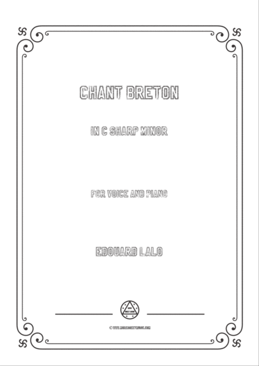 Lalo-Chant breton in c sharp minor,for Voice and Piano Voice Solo scores gallery preview page 1