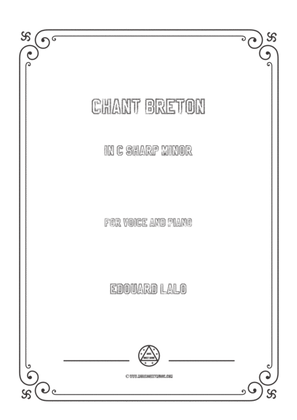 Book cover for Lalo-Chant breton in c sharp minor,for Voice and Piano