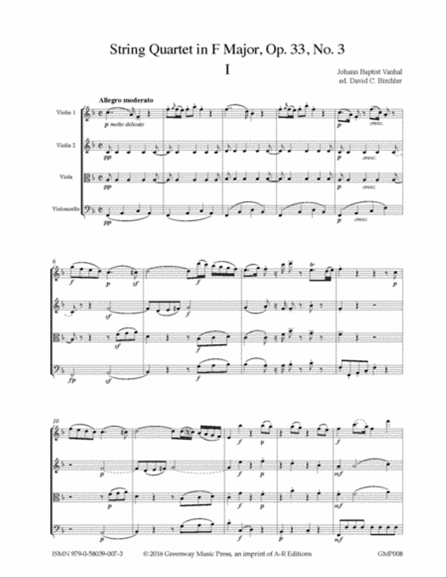 String Quartet in F Major, Op. 33, No. 3 String Quartet scores gallery preview page 3