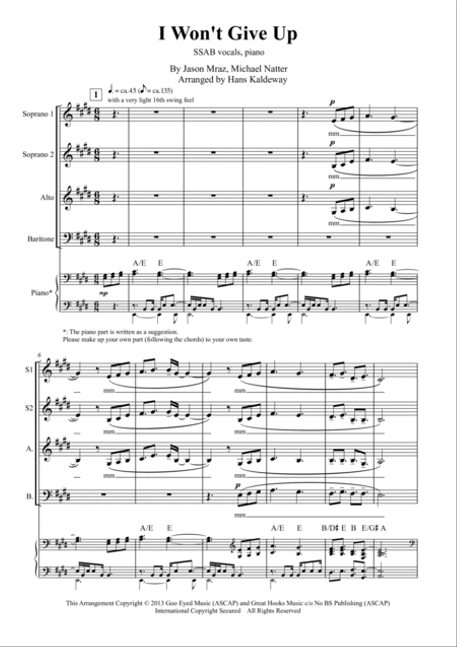 I Won't Give Up 4-Part scores gallery preview page 2