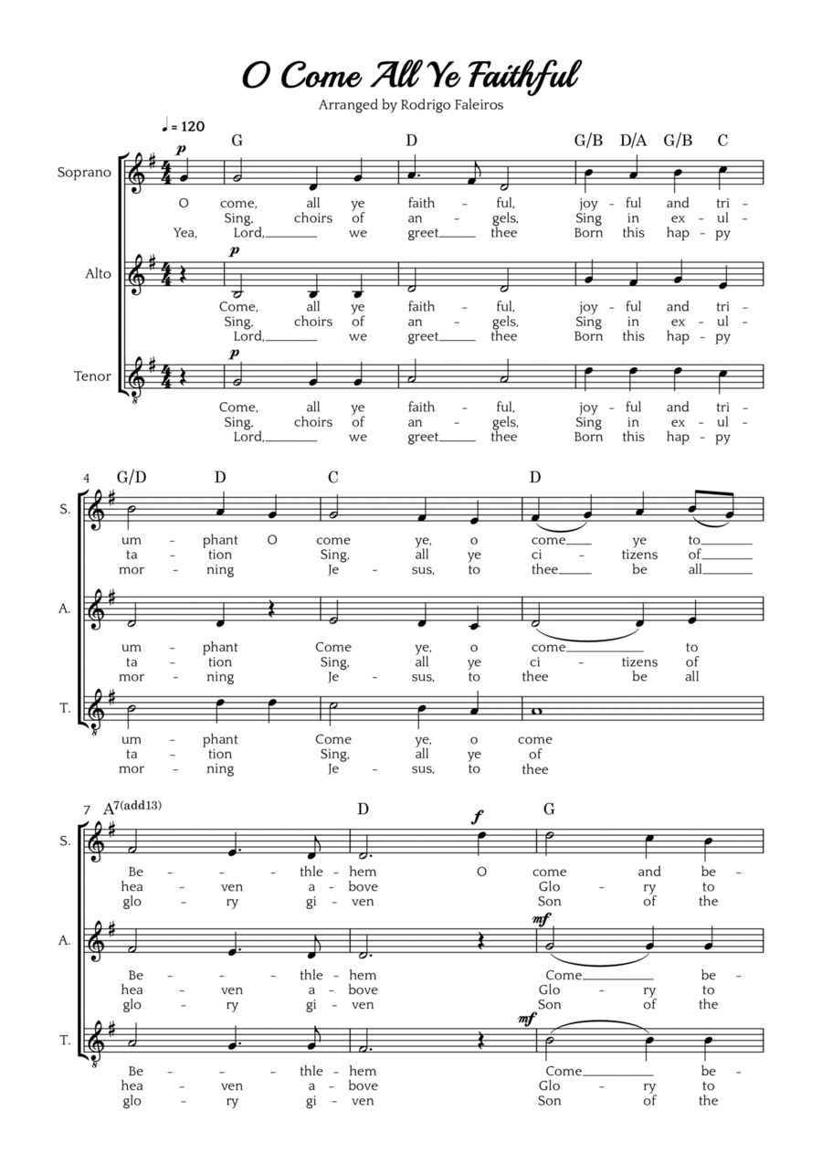 O Come All Ye Faithful (SAT choir) SAT scores gallery preview page 1