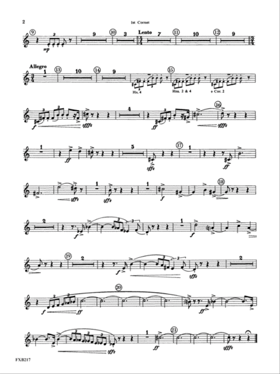 Symphony for Brass and Percussion: 1st B-flat Cornet Concert Band scores gallery preview page 2