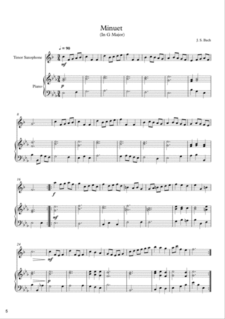 10 Wedding Songs For Tenor Saxophone & Piano Tenor Saxophone scores gallery preview page 6