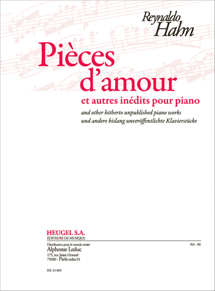 Book cover for Pieces D'amour Et Autres Inedits Pour Piano