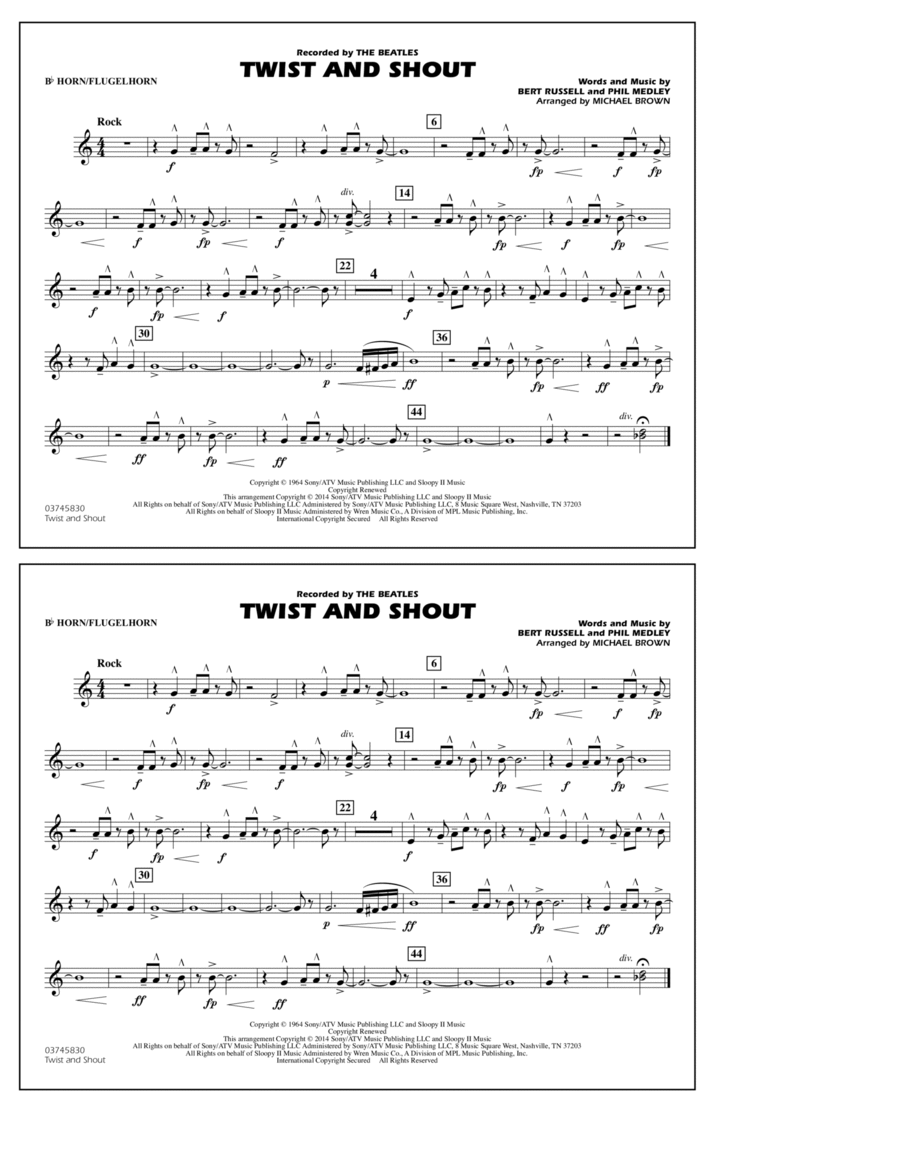 Twist and Shout - Bb Horn/Flugelhorn Marching Band scores gallery preview page 1