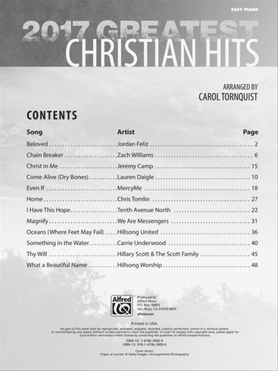 2017 Greatest Christian Hits Easy Piano scores gallery preview page 2