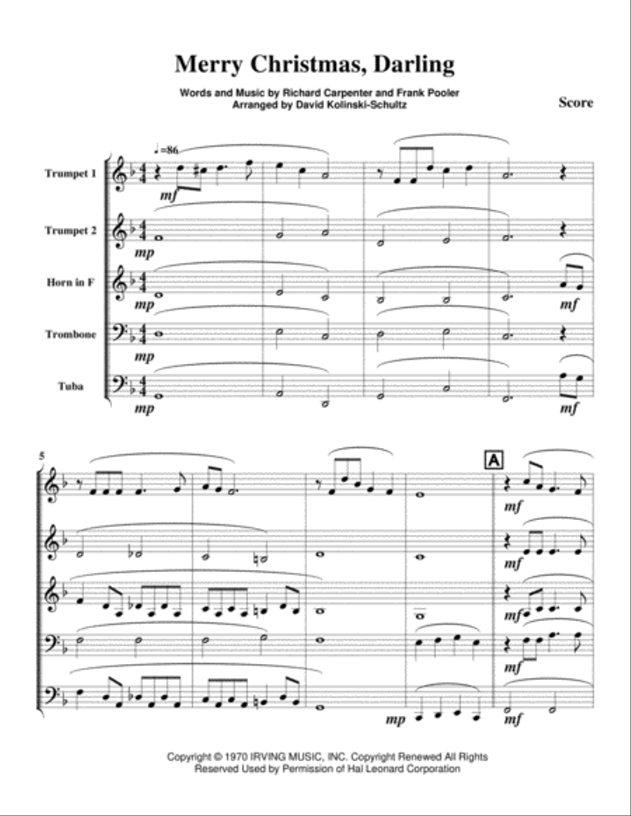 Merry Christmas, Darling Merry Christmas, Darling Brass Ensemble scores gallery preview page 4