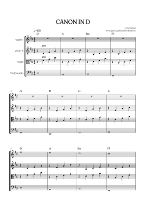 Book cover for Pachelbel Canon in D • strings quartet sheet music [chords]