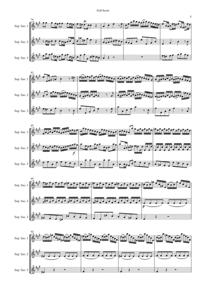 Brandenburg Concerto No. 3 in G major, BWV 1048 1st Mov. (J.S. Bach) for Soprano Saxophone Trio image number null